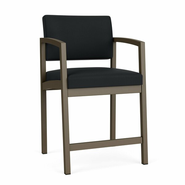 Lesro Lenox Steel Hip Chair Metal Frame, Bronze, MD Black Upholstery LS1161
